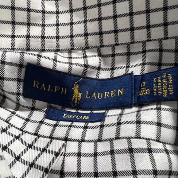 Ralph Lauren Blue Shirt Checkered Long Sleeve Button Down Easy Care Shirt - Picture 6 of 6